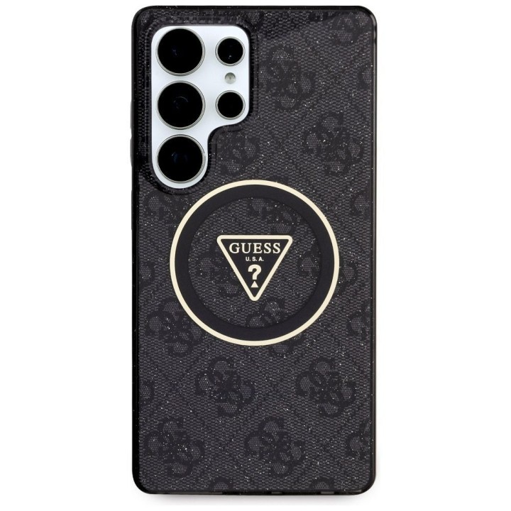 GUESS futerał do SAMSUNG S25 Ultra GUHMS25LHG4PRTGK (Magnetic IML Metal Glitter 4G Circle Triangle) czarny