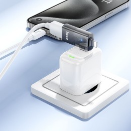 Адаптер OTG 2 в 1 Lightning / USB C – USB A Hoco UA36E черный