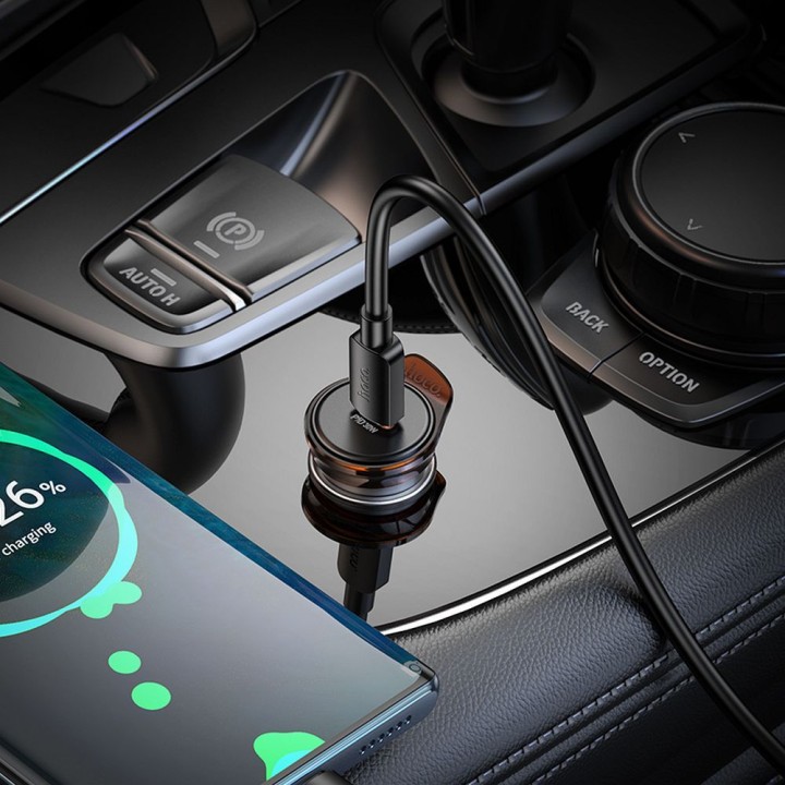 Автомобильное зарядное устройство Hoco USB C QC PD 30W NZ16 серое