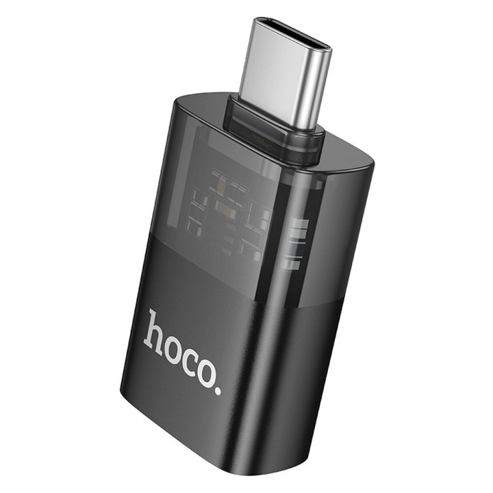 Адаптер OTG USB C – USB A Hoco UA36B прозрачный черный
