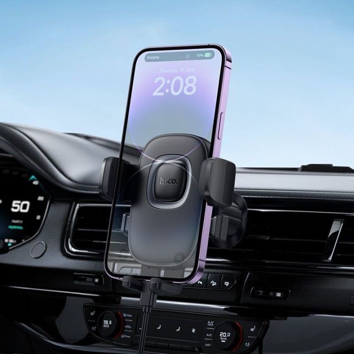 Універсальний автомобільний тримач для телефону Hoco на решітку H75 чорний
