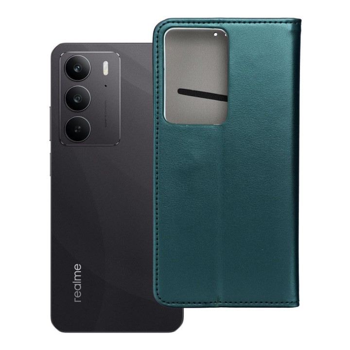 Etui z klapką na Realme C75 Smart Magneto ciemnozielone