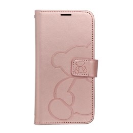 Flip case for iPhone 16e (SE 4 2025) Mezzo Book teddy bear rose gold