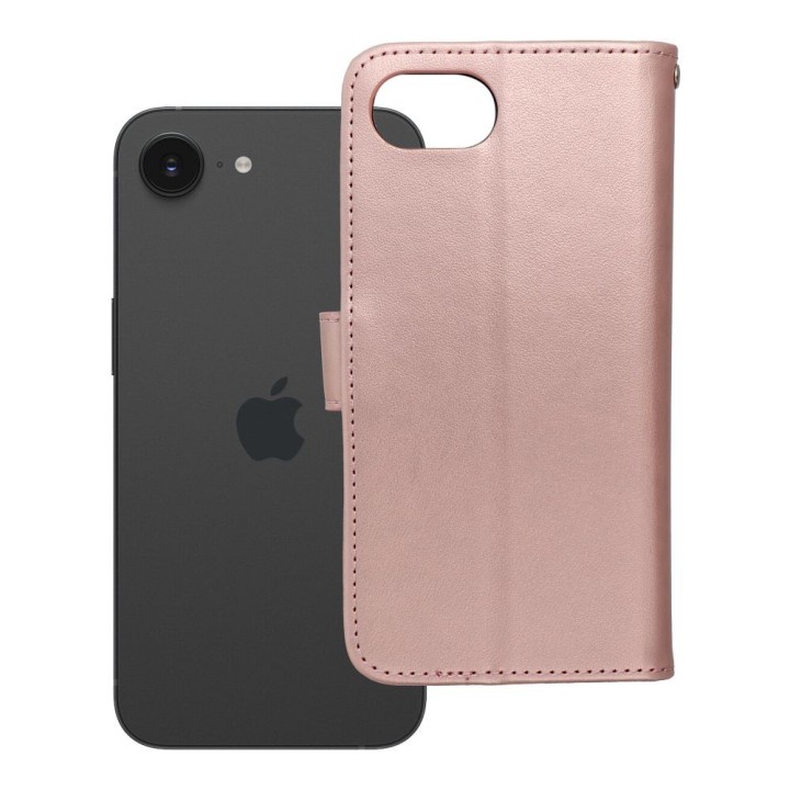 Flip case for iPhone 16e (SE 4 2025) Mezzo Book teddy bear rose gold