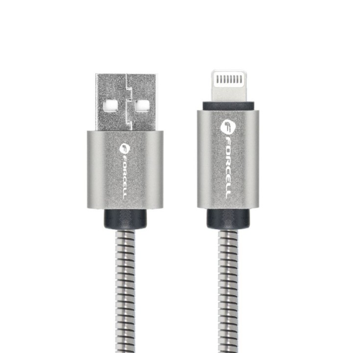 USB-A to Lightning cable Forcell F-Energy 2,4A 12W Metal 2 m C236 silver
