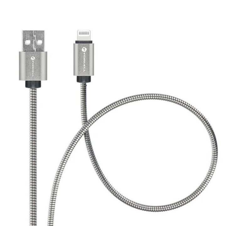 Кабель USB-A – Lightning Forcell F-Energy 2,4A 12W Metal 2 m C236 серебристый
