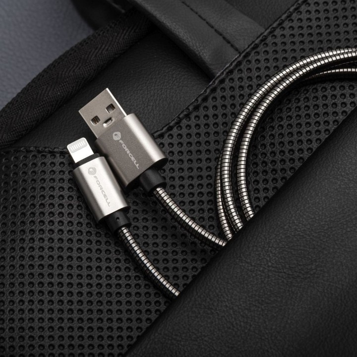 Кабель USB-A – Lightning Forcell F-Energy 2,4A 12W Metal 2 m C236 серебристый