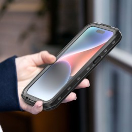 Чехол для iPhone 15 водонепроницаемые Shellbox Dot совместимый с MagSafe черный