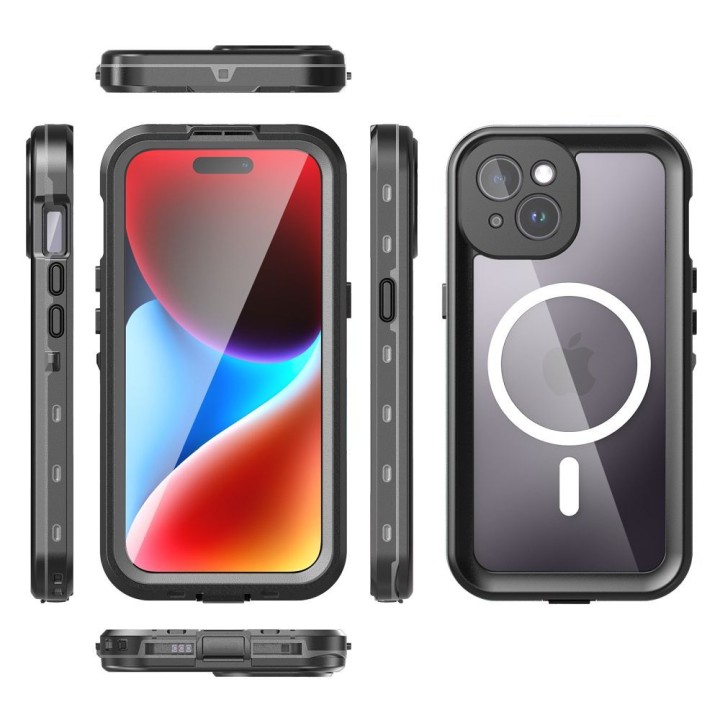 Чохол для iPhone 15 водонепроникні Shellbox Dot сумісний з MagSafe чорний