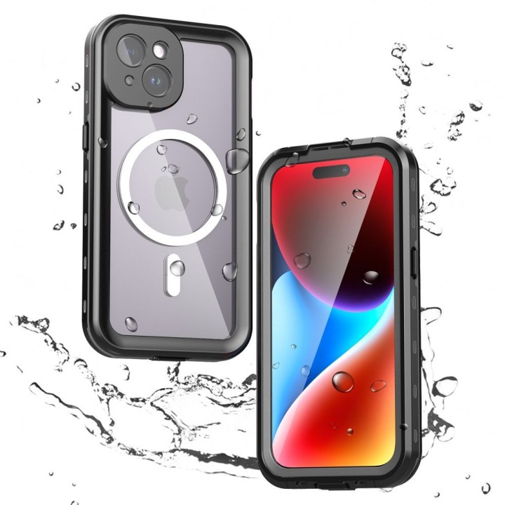 Чохол для iPhone 15 водонепроникні Shellbox Dot сумісний з MagSafe чорний