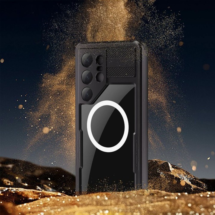 Case for Samsung S25 ULTRA Shellbox Mars waterproof with metal ring black