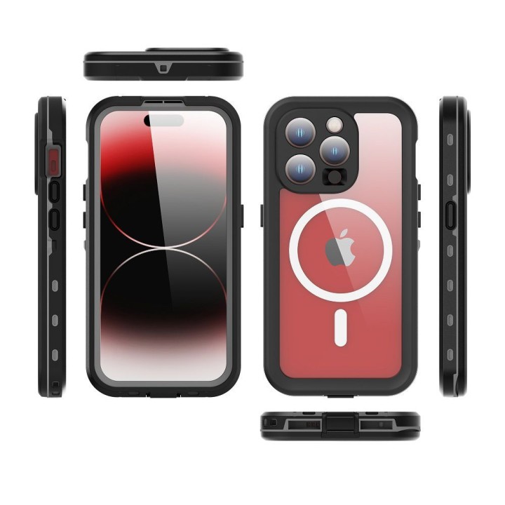 Чохол для iPhone 15 PRO Shellbox Dot водонепроникні сумісний з MagSafe чорний