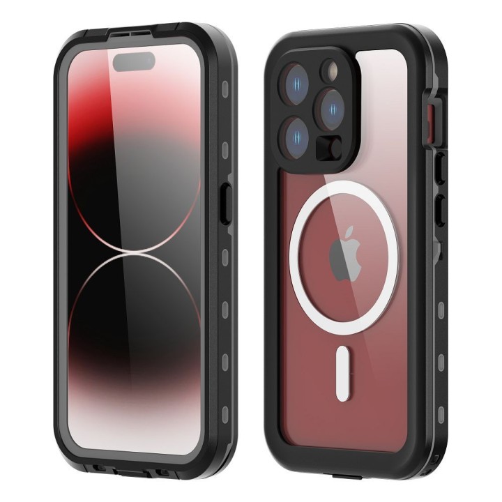 Case for iPhone 15 PRO Shellbox Dot waterproof MagSafe compatible black