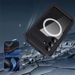Etui na Samsung S25 Shellbox Mars wodoodporne z metalowym ringiem czarne