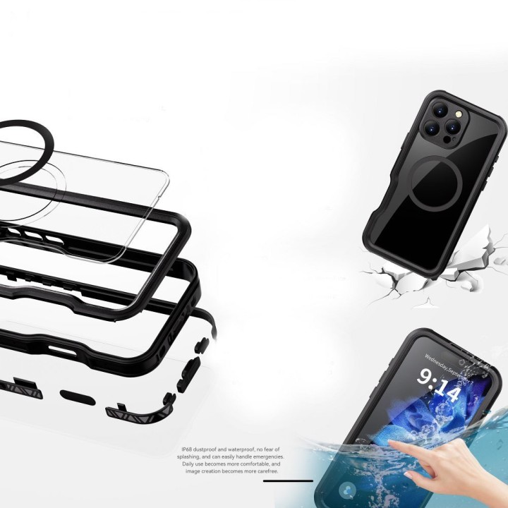 Case for iPhone 16 PRO MAX Shellbox GT waterproof MagSafe compatible black