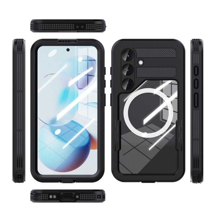 Case for Samsung S25 Shellbox Mars waterproof with metal ring black