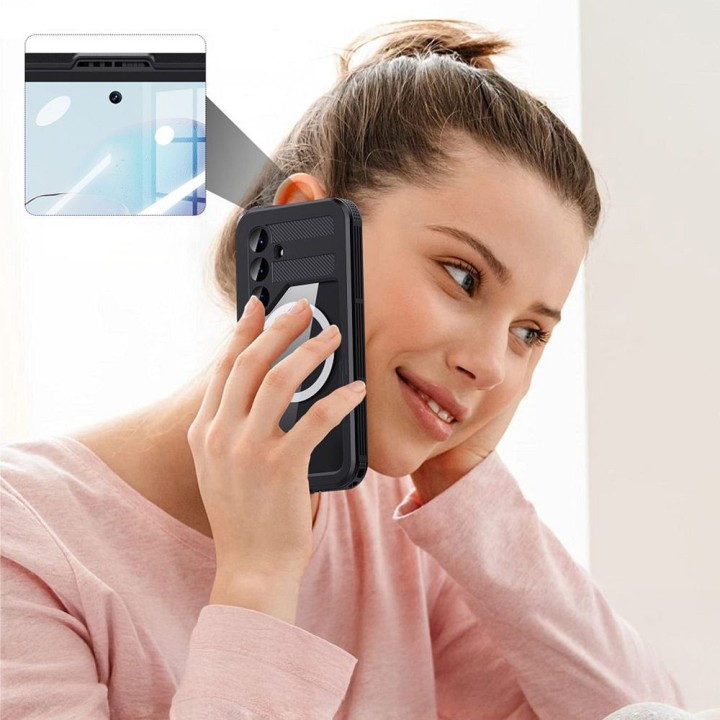 Чехол для Samsung S25 Shellbox Mars водонепроницаемые с металлическим кольцом черный