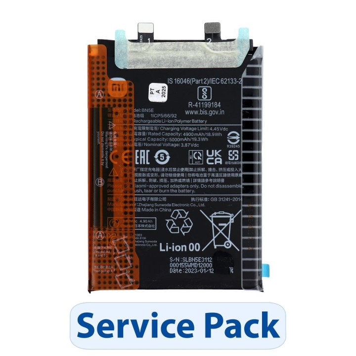 ServicePack Bateria BN5E do XIAOMI Redmi Note 12 Pro 4G / X4 Pro 5G / Note 11 Pro 5G