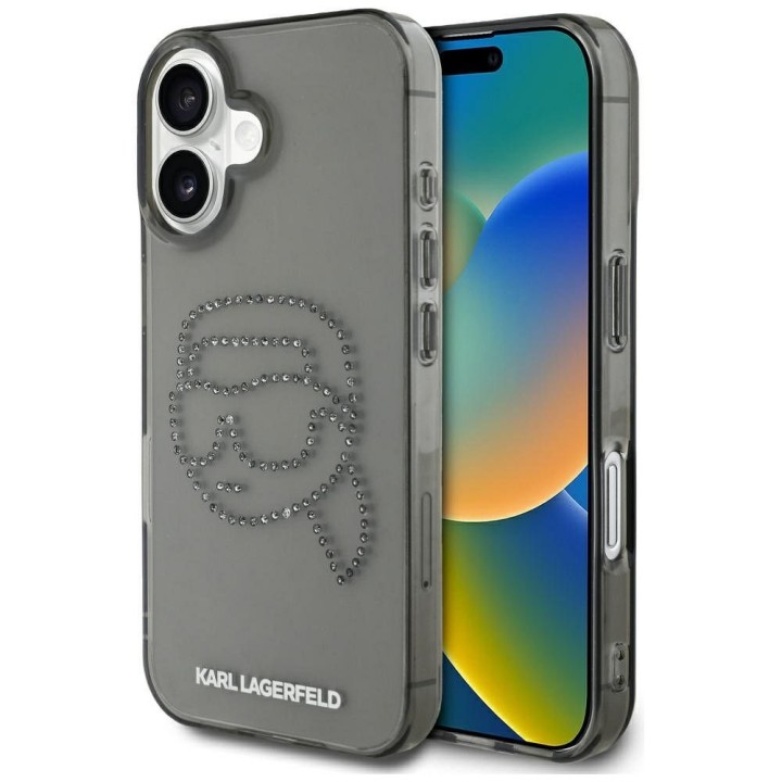 KARL LAGERFELD case for IPHONE 16 Pro KLHCP16LHKHDCELK (IML Rhinestones S K Head) black