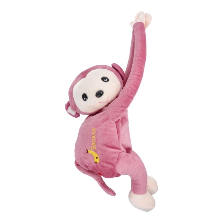 Hanging monkey-shaped tissue holder pink