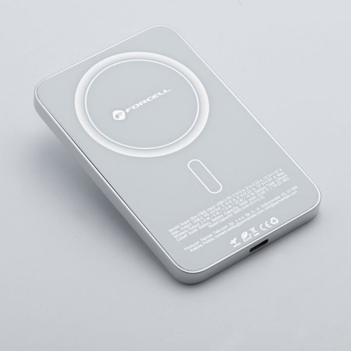 Повербанк совместимый с MagSafe Forcell F-Energy SuperSlim F5K8 QC4.0 PD3.0 15W 5000 mAh белый 0INT