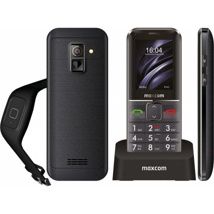 MAXCOM телефон для пожилых людей + ремешок SOS MM735 черный