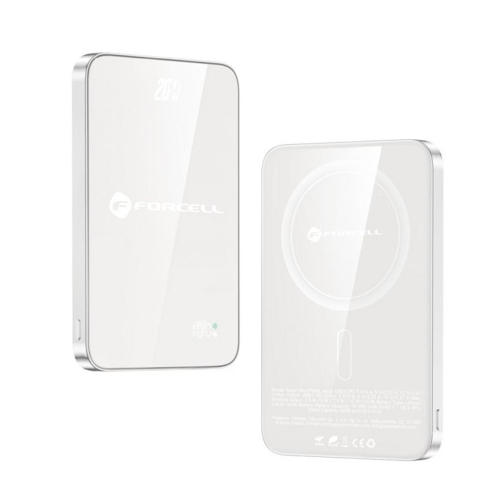 Power bank MagSafe compatible Forcell F-Energy SuperSlim F5K8 QC4.0 PD3.0 15W 5000 mAh white 0INT