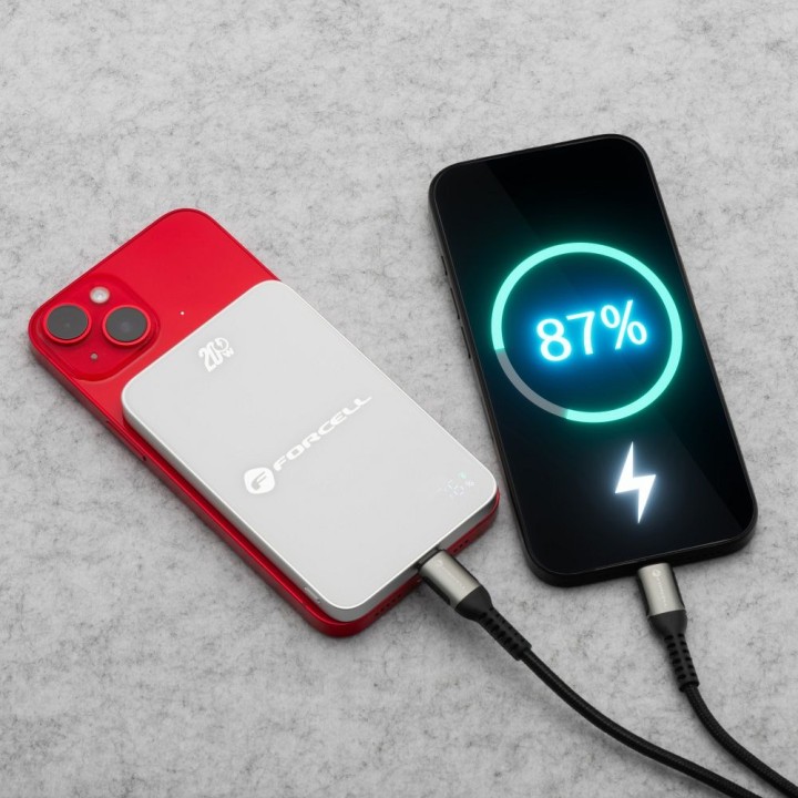 Повербанк совместимый с MagSafe Forcell F-Energy SuperSlim F5K8 QC4.0 PD3.0 15W 5000 mAh белый 0INT