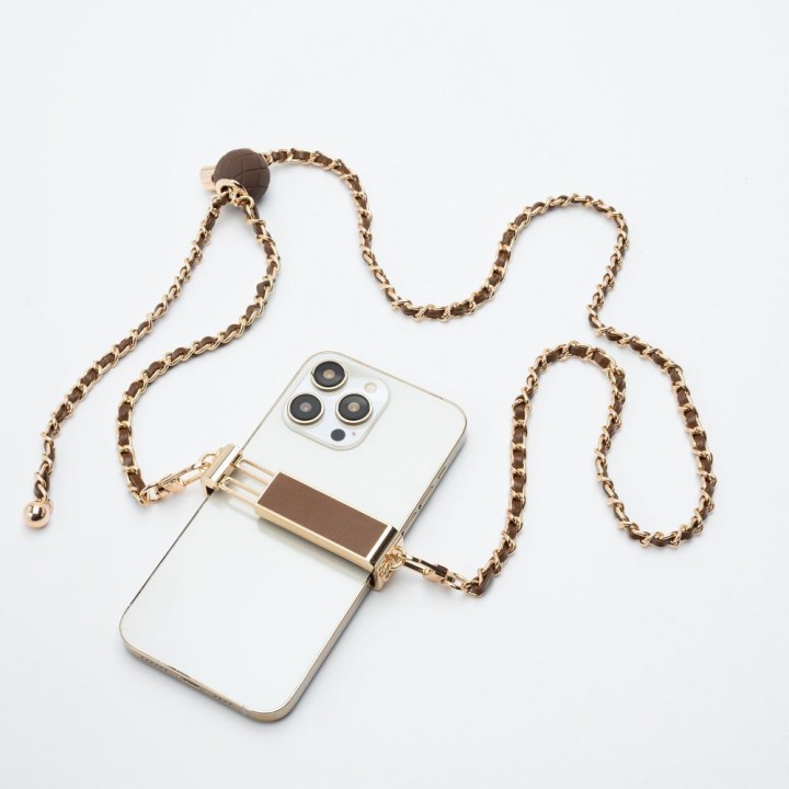 Chain / lanyard with holder GLAMOUR all models max 80mm width. brown
