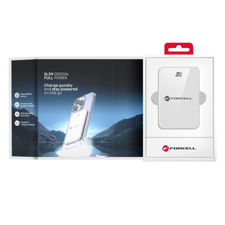 Повербанк совместимый с MagSafe Forcell F-Energy SuperSlim F5K8 QC4.0 PD3.0 15W 5000 mAh белый 0INT