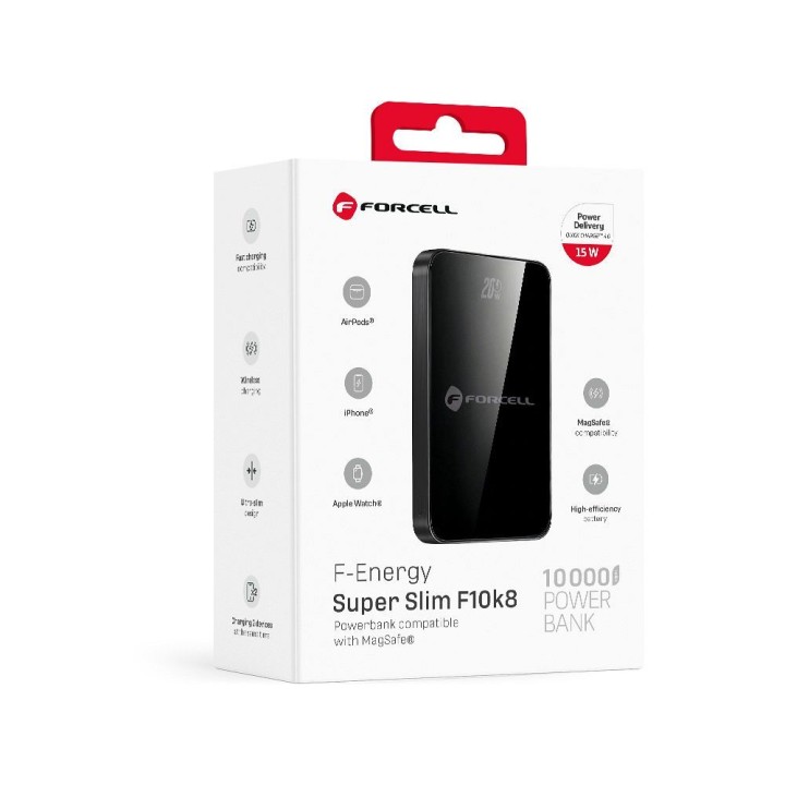 Power bank MagSafe compatible Forcell F-Energy SuperSlim F10K8 QC4.0 PD3.0 15W 10000 mAh black 0INT