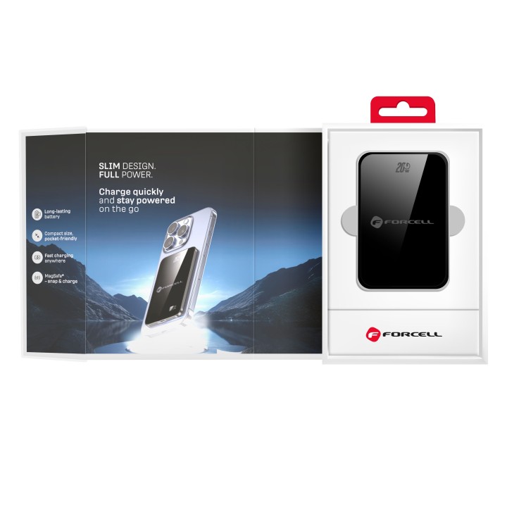 Повербанк сумісний з MagSafe Forcell F-Energy SuperSlim F10K8 QC4.0 PD3.0 15W 10000 mAh чорний 0INT