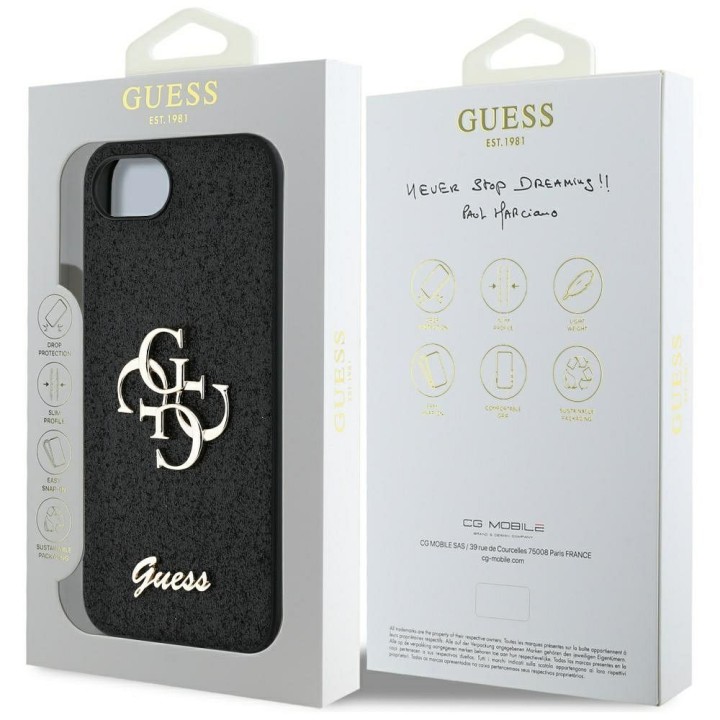GUESS чохол для IPHONE 16e (SE 4 2025) GUHCPSE4HG4SGK (Fixed Glitter Big 4G) чорний