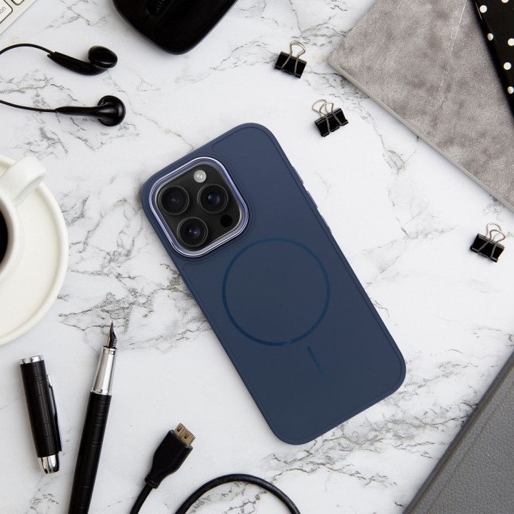 Case for iPhone 15 PRO MAX Frame Mag Cover MagSafe compatible navy blue