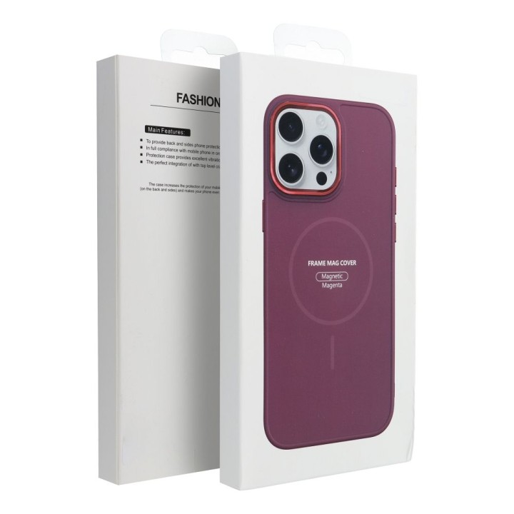 Case for iPhone 16 PRO MAX Frame Mag Cover MagSafe compatible magenta