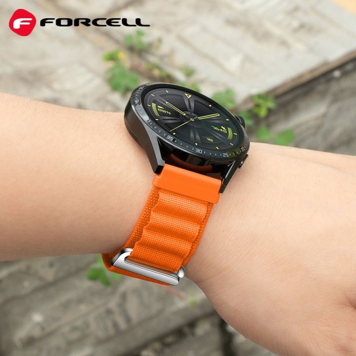 Pasek do Samsung Galaxy Watch Forcell F-Design FS05 sprzączka włókno poliestrowe 22 mm pomarańczowy