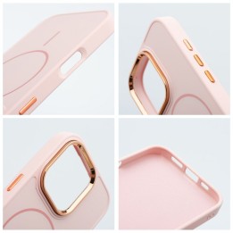 Etui na iPhone 15 PRO Frame Mag Cover zgodne z MagSafe pudrowy róż
