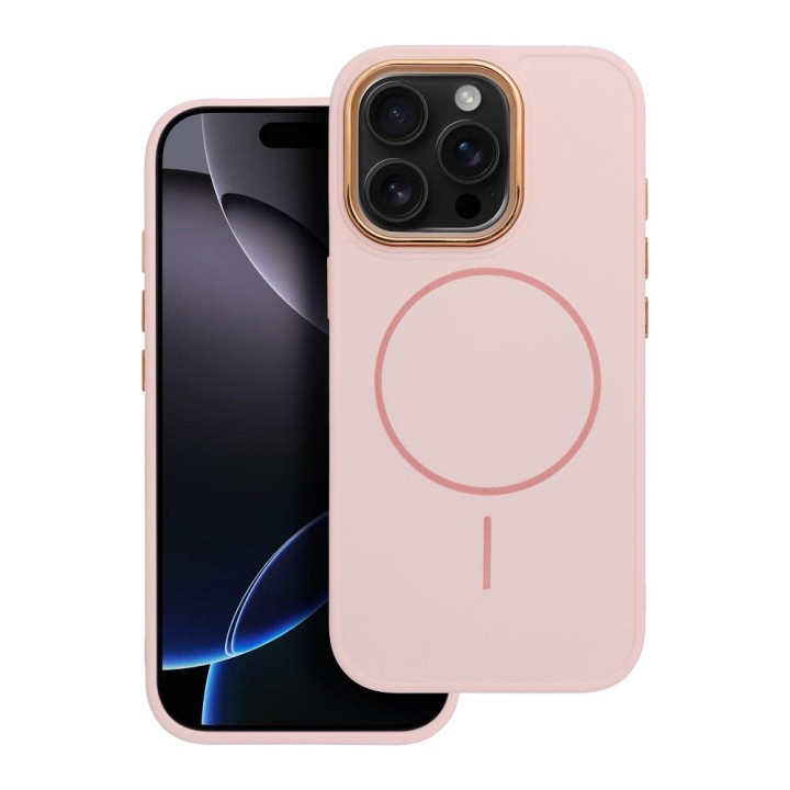 Case for iPhone 15 PRO Frame Mag Cover MagSafe compatible powder pink