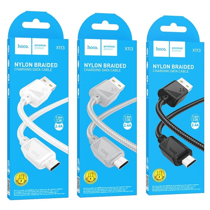 Kabel USB A do Micro USB Hoco 2,4A 1 m X113 biały
