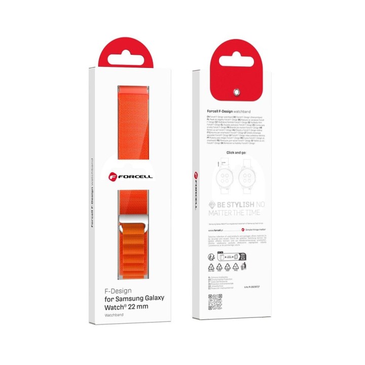Strap for Samsung Galaxy Watch Forcell F-Design FS05 buckle fibre polyester 22 mm orange