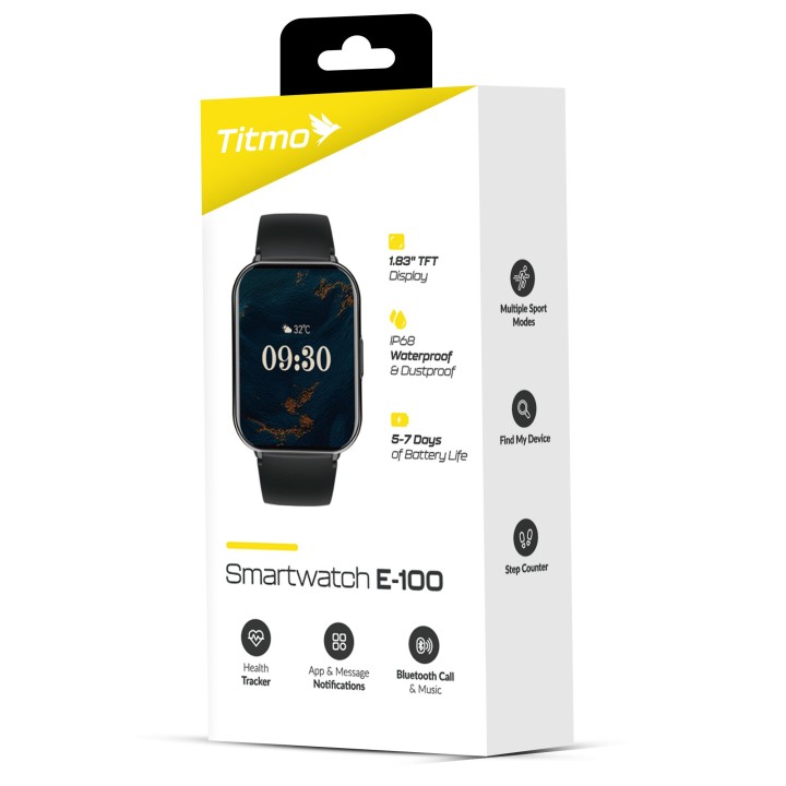 Smartwatch TITMO E-100 (TFT, bluetooth call) czarny 0INT