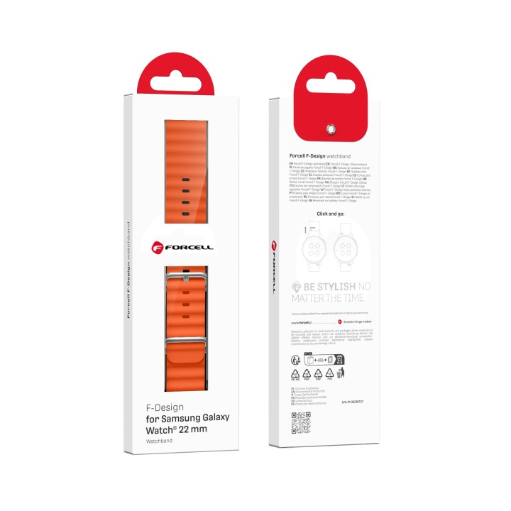 Strap for Samsung Galaxy Watch Forcell Forcell F-Design FS01 with holes, silicone 22 mm orange