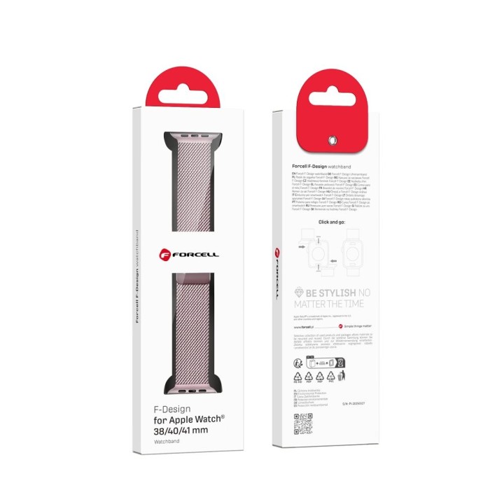 Strap for Apple Watch Forcell F-Design FA14 magnetic steel 38 / 40 / 41 mm pink