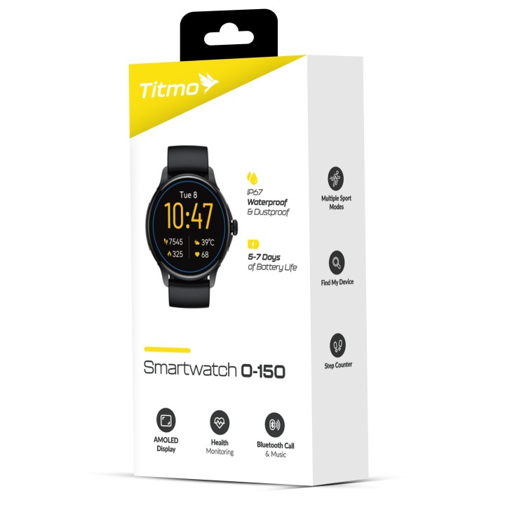 Смарт-часы TITMO O-150 (AMOLED, звонки по bluetooth) черные 0INT