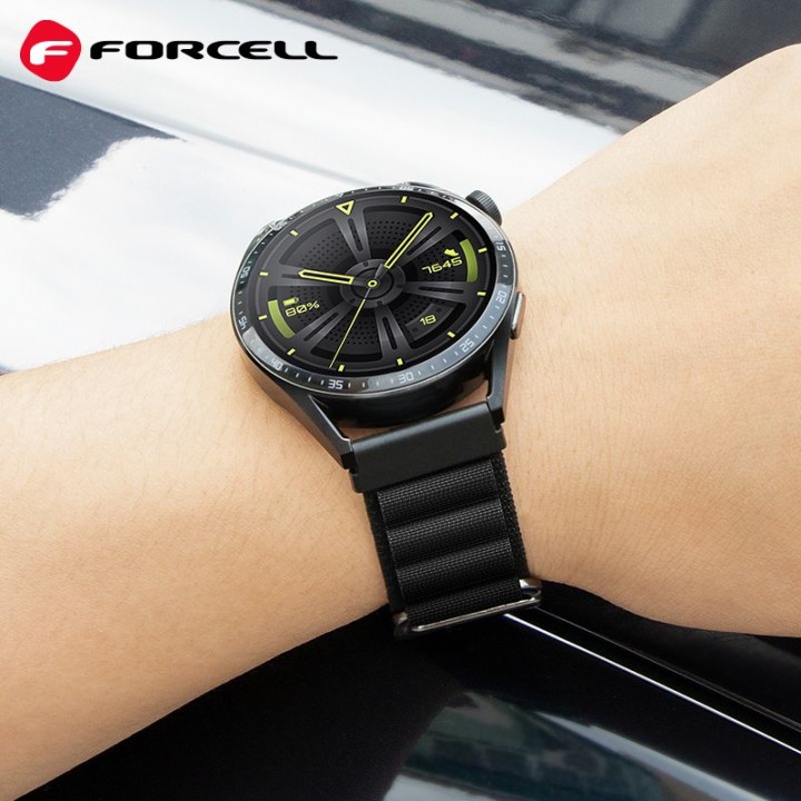 Strap for Samsung Galaxy Watch Forcell F-Design FS05 buckle fibre polyester 20 mm black