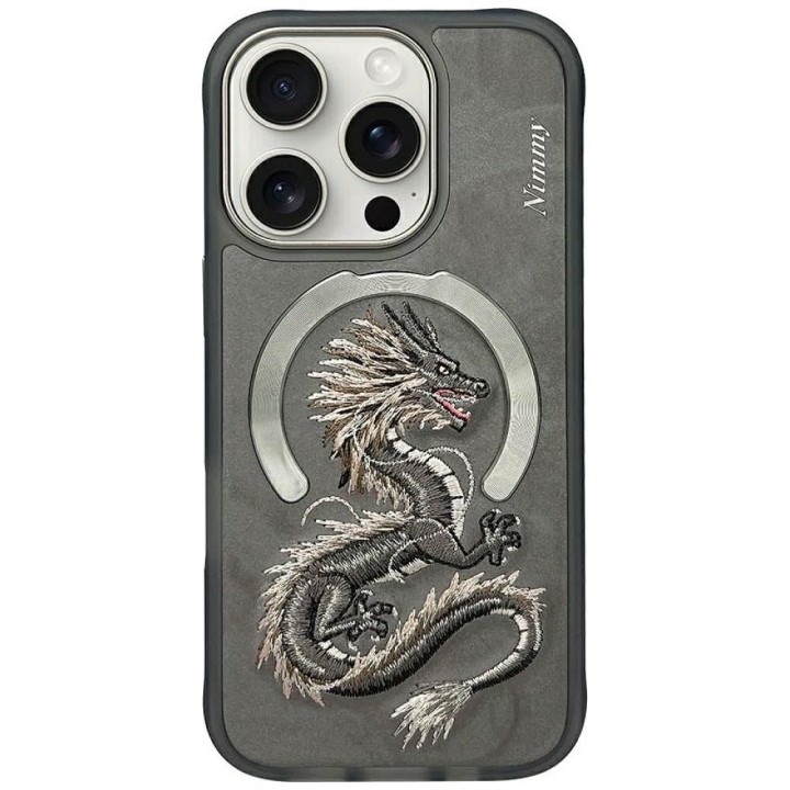 NIMMY чехол DRAGON совместимый с MagSafe для IPHONE 16 Pro Max серый