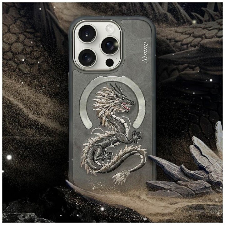 NIMMY case DRAGON compatible with MagSafe for IPHONE 16 Pro Max grey