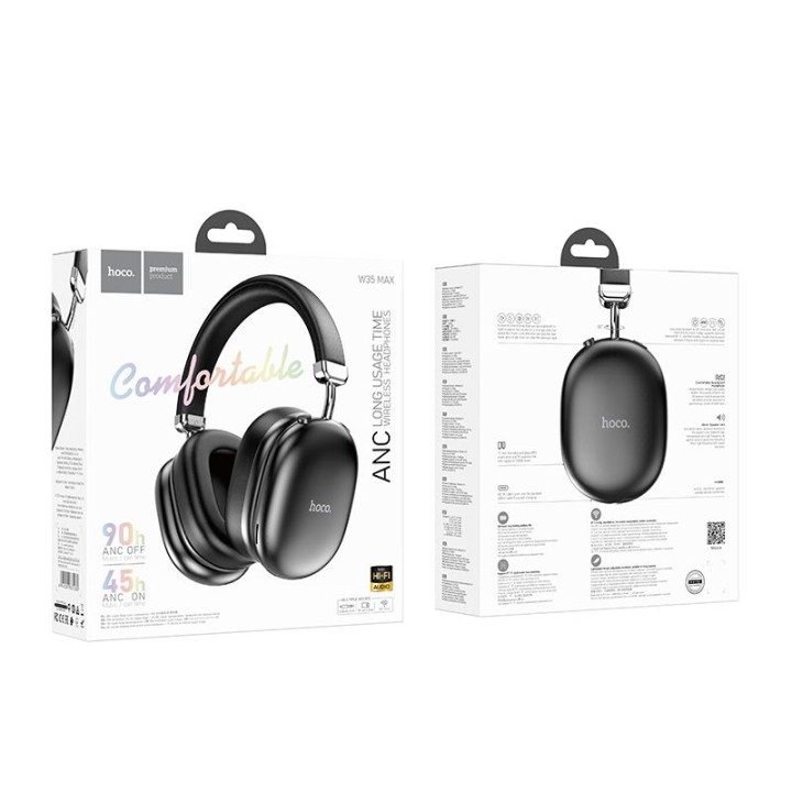 Wireless on-ear headphones Hoco ANC W35 MAX black