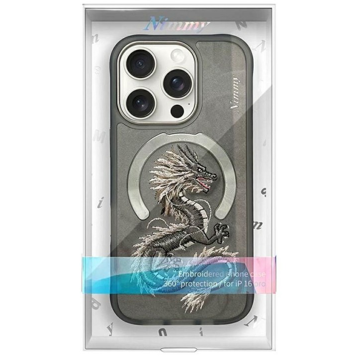 NIMMY case DRAGON compatible with MagSafe for IPHONE 16 Pro Max grey