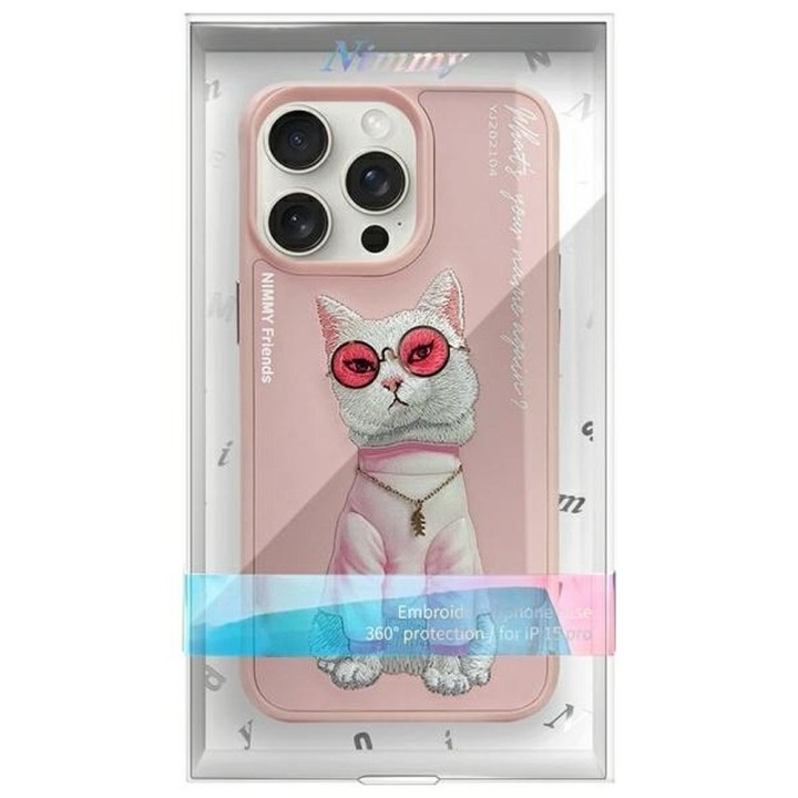 NIMMY чохол GLASSES COOL CAT для IPHONE 15 Pro рожевий